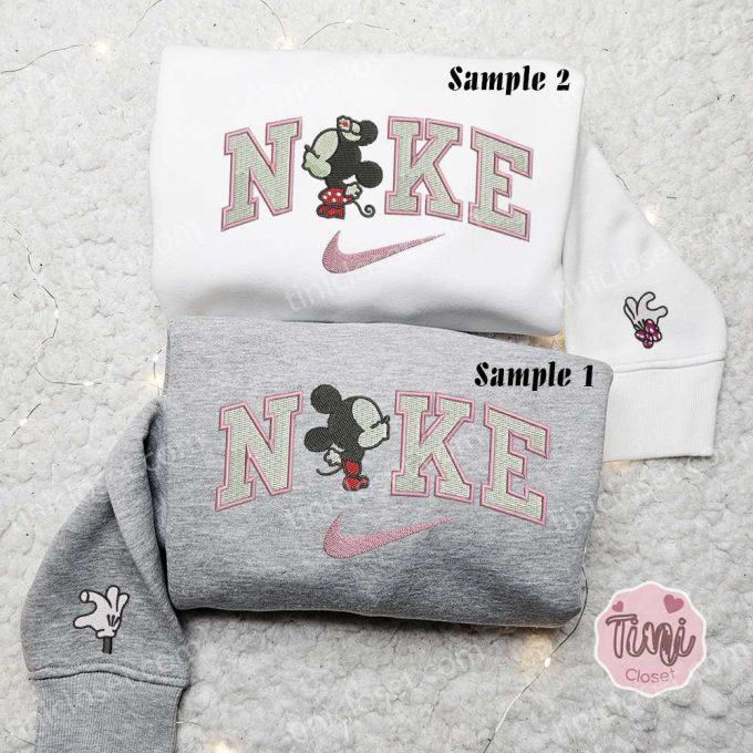 Adorable Baby Mickey & Minnie Kiss x Nike Couple Shirt & Hoodie: Disney Characters Embroidered Valentine’s Day Sweatshirt