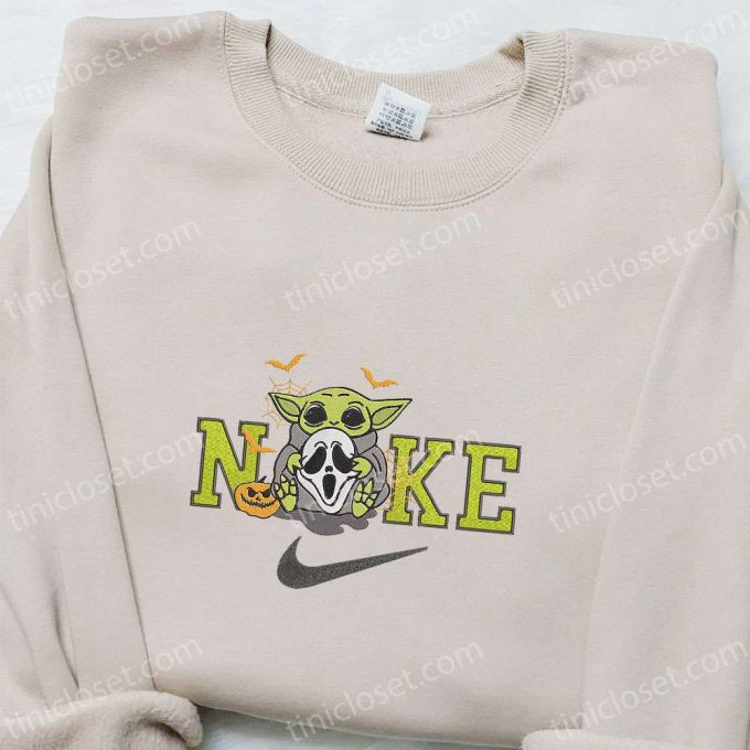 Baby Yoda Ghost x Nike Embroidered Shirt & Hoodie: Halloween Inspired Sweatshirt