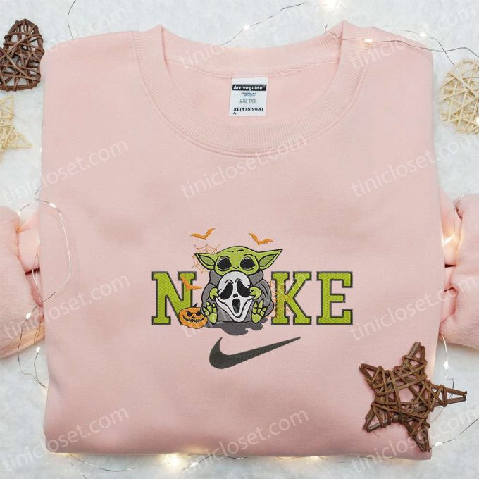 Baby Yoda Ghost x Nike Embroidered Shirt & Hoodie: Halloween Inspired Sweatshirt