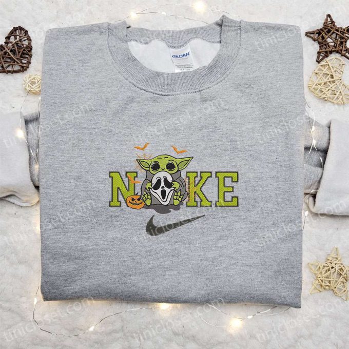 Baby Yoda Ghost x Nike Embroidered Shirt & Hoodie: Halloween Inspired Sweatshirt