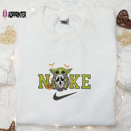 Baby Yoda Ghost x Nike Embroidered Shirt & Hoodie: Halloween Inspired Sweatshirt