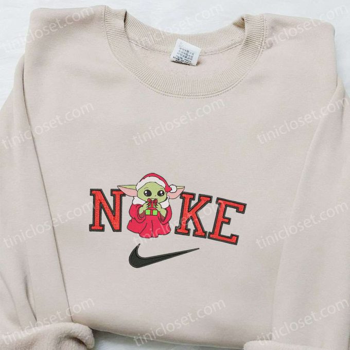 Baby Yoda Gift Christmas x Nike Embroidered Sweatshirt – Perfect Movie Christmas Shirt Best Gift Idea