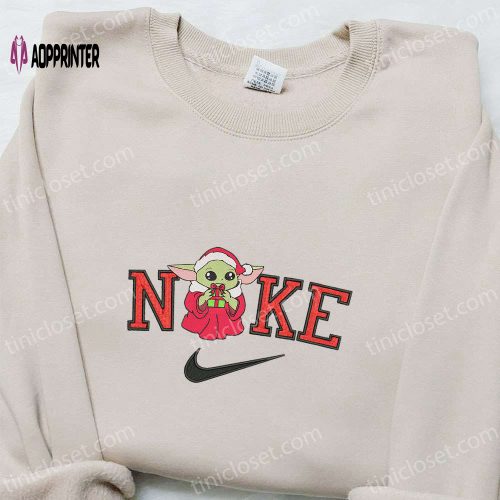 Baby Yoda Gift Christmas x Nike Embroidered Sweatshirt – Perfect Movie Christmas Shirt Best Gift Idea