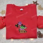 Baby Yoda Jack Skellington Mickey Balloons Sweatshirt: Spooky Halloween Embroidered Hoodie Best Gift Idea