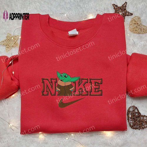 Baby Yoda x Nike Movie Embroidered Shirt: Perfect Family Gift Nike Inspired Design