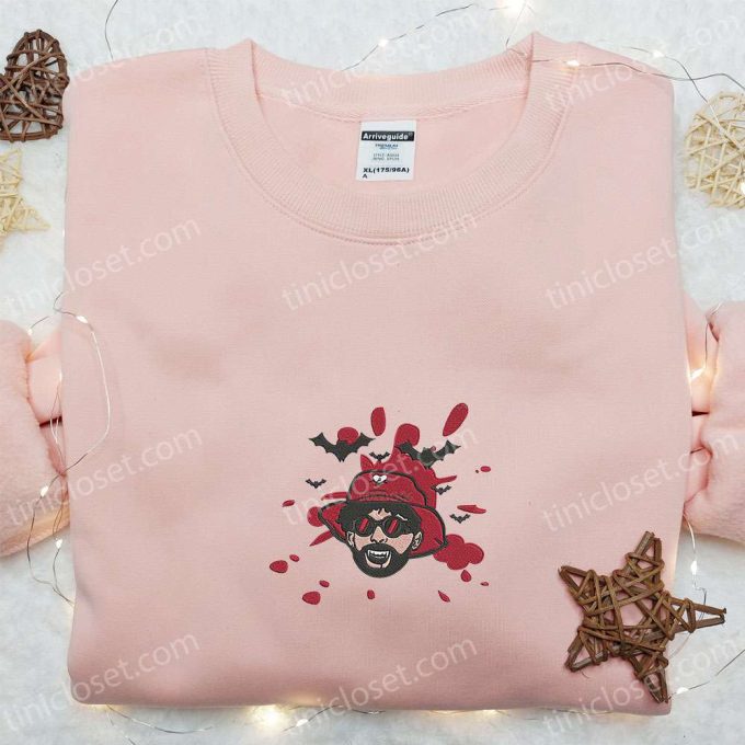 Bad Bunny Bloody Bats Embroidered Sweatshirt – Celebrity Hoodie Halloween Shirt