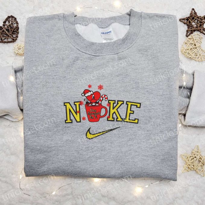 Bad Bunny Mug Candy Cane Christmas x Nike Embroidered Sweatshirt – Movie Shirt Best Christmas Gift Ideas