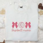 Baseball Mama Pink Bows Shirt & Hoodie: Best Mother’s Day Gift Idea Sports Embroidered Apparel