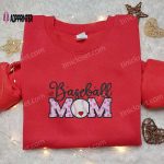 Baseball Mom Bows Hearts Embroidered Shirt & Hoodie: Perfect Mother’s Day Gift