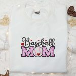 Baseball Mom Bows Hearts Embroidered Shirt & Hoodie: Perfect Mother’s Day Gift