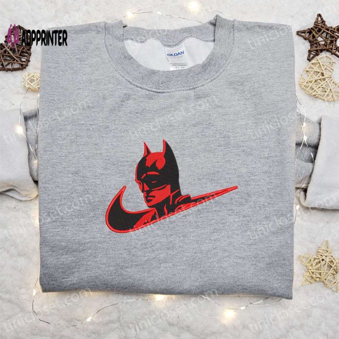 Batman x Nike Swoosh Movie Sweatshirt: DC Comic & Nike Inspired Embroidered Shirt