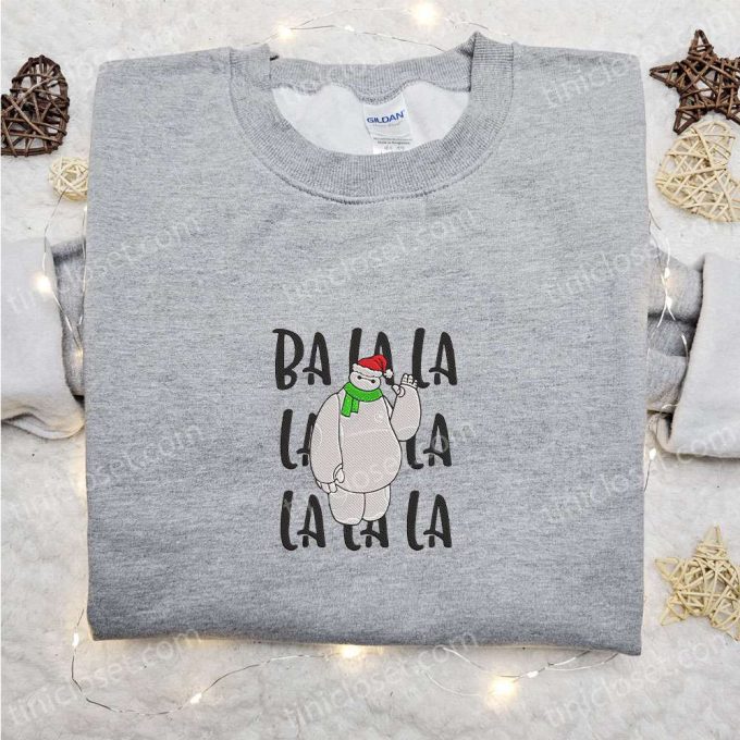 Disney Baymax Ba La La Christmas Embroidered Shirt & Hoodie: Festive Disney Apparel