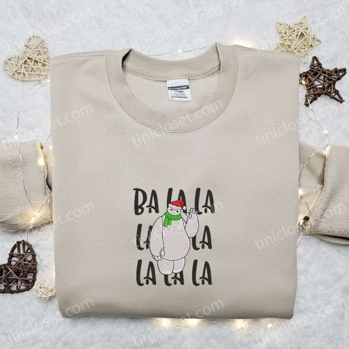 Disney Baymax Ba La La Christmas Embroidered Shirt & Hoodie: Festive Disney Apparel