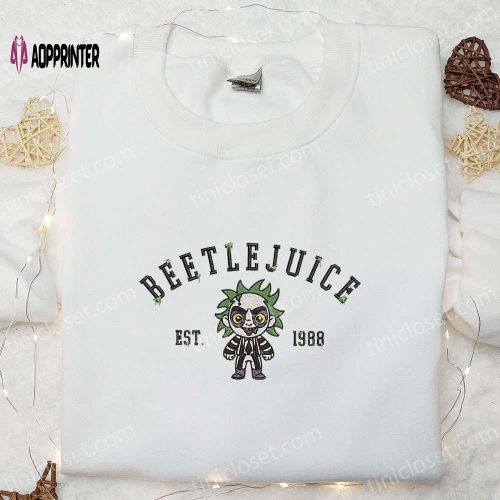 Beetlejuice Est 1988 Embroidered Shirt: Best Horror Movie & Halloween Gift for Family