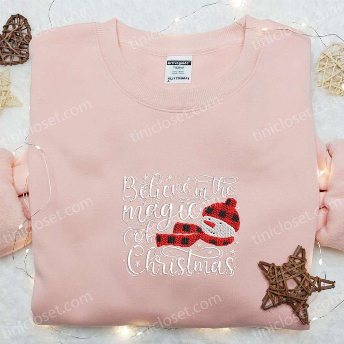 Embrace the Christmas Magic with Snowman Embroidered Shirt & Hoodie – Perfect Family Gifts