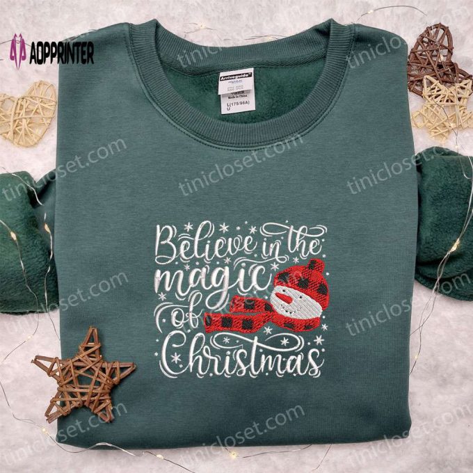 Embrace the Christmas Magic with Snowman Embroidered Shirt & Hoodie – Perfect Family Gifts