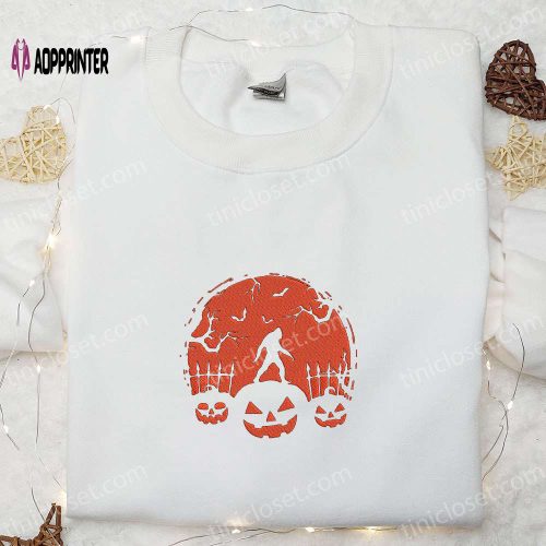 Horror Characters x Chibi Pacman Game Embroidered Shirt – Best Halloween Gift for Game Inspired Fans