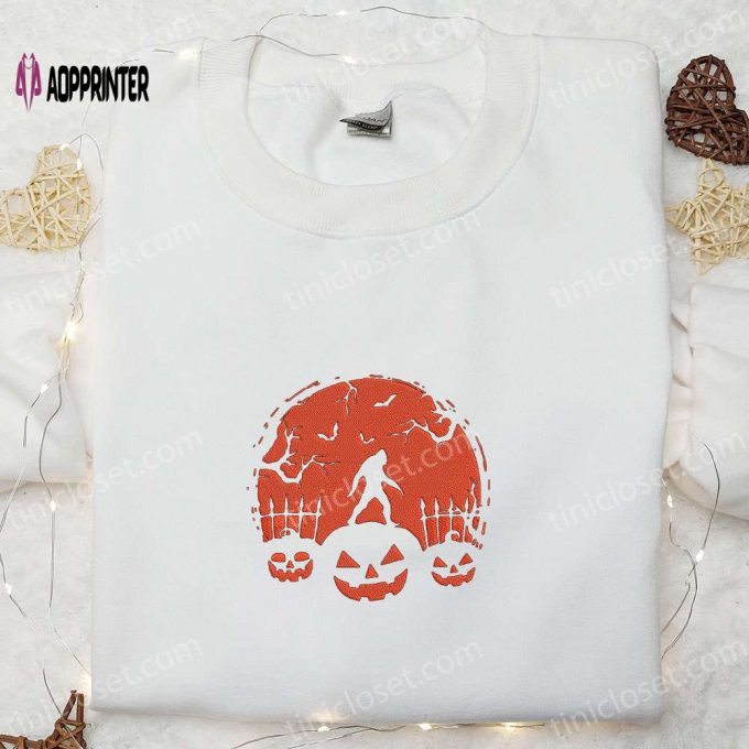 Spooktacular Bigfoot Halloween Embroidered Shirt – Perfect Family Gift!