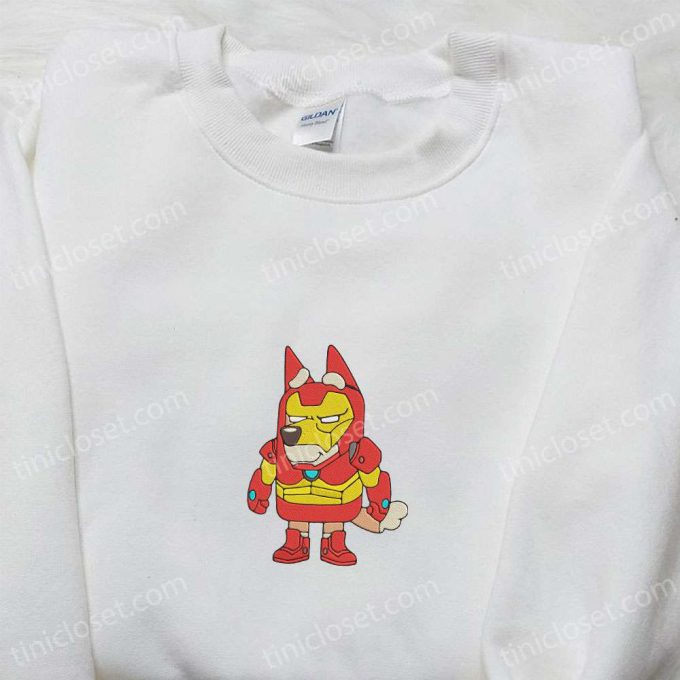 Bingo Iron Man Marvel Team Embroidered Shirt & Bluey Cartoon Hoodie: Best Gift Idea!