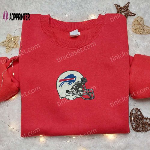 Buffalo Bills Helmet Embroidered Shirt & NFL Sports Hoodie: Perfect Gift Idea for Football Fans!