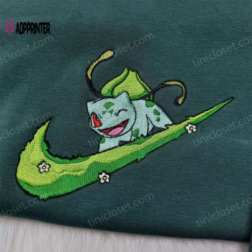 Bulbasaur Nike Embroidered Sweatshirt – Pokemon & Anime Custom Shirt