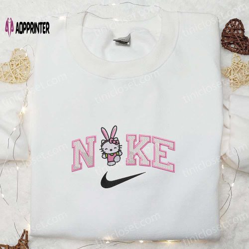 Bunny Hello Kitty Easter Day Embroidered Shirt: Playful & Cute Design for Festive Celebrations