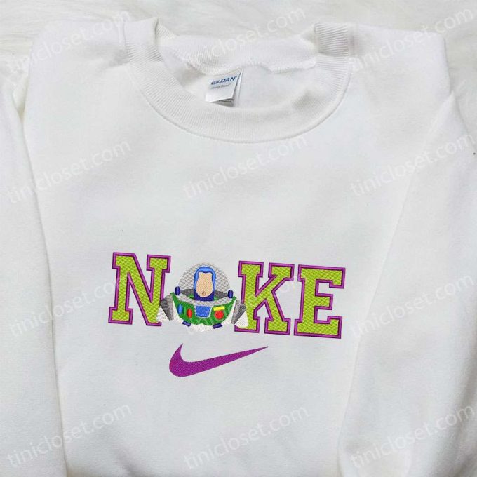 Buzz Lightyear x Nike Cartoon Embroidered Sweatshirt – Disney Characters Shirt Best Family Gift