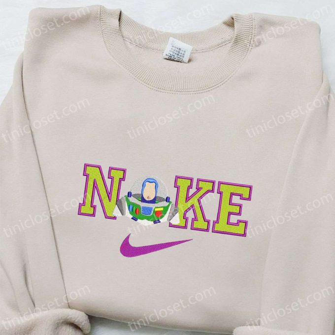 Buzz Lightyear x Nike Cartoon Embroidered Sweatshirt – Disney Characters Shirt Best Family Gift