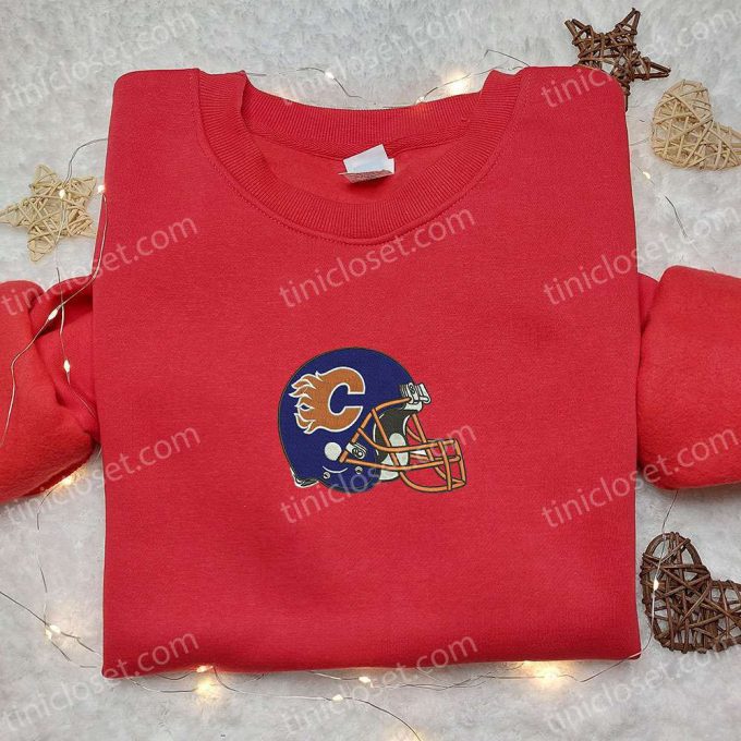 Calgary Flames Helmet Embroidered Shirt & NFL Sports Hoodie: The Best Gift Idea