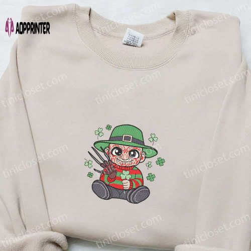 Chibi Freddie Krueger Shamrock Embroidered Shirt & Hoodie: Best St Patrick s Day Gift Ideas