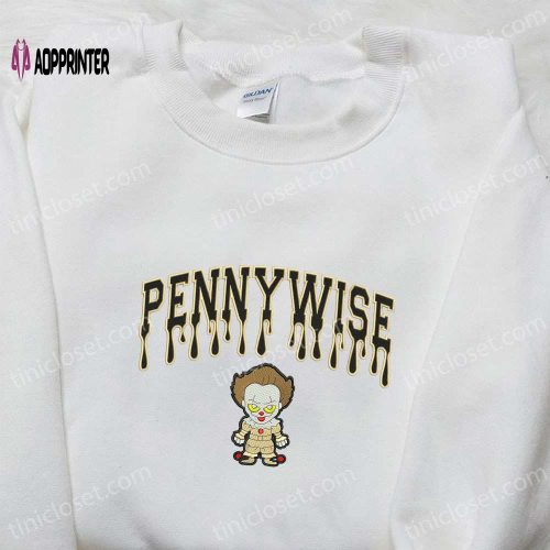 Chibi Pennywise Embroidered Shirt & Spooky Halloween Hoodie – Funny Halloween Apparel