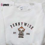 Chibi Pennywise Est 1986 Embroidered Shirt & Spooky Funny Halloween Hoodies