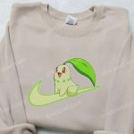 Chikorita x Nike Swoosh Anime Embroidered Hoodie Pokemon & Nike Inspired Shirts