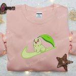 Chikorita x Nike Swoosh Anime Embroidered Hoodie Pokemon & Nike Inspired Shirts