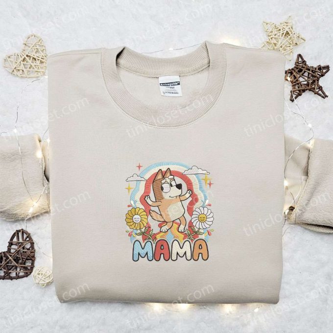 Chilli Heeler Mama Embroidered Shirt Bluey Cartoon Hoodie Best Mother’s Day Gift Idea