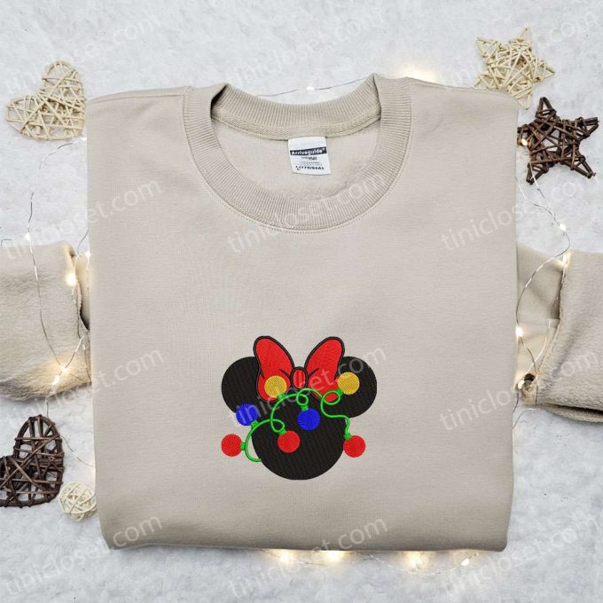 Disney Christmas Minnie Head Tangled Lights Embroidered T-shirt & Sweatshirt – Best Gift Ideas