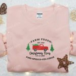 Shop Christmas Tree Truck Embroidered Shirt & Hoodie – Best Family Gift Ideas