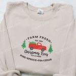 Shop Christmas Tree Truck Embroidered Shirt & Hoodie – Best Family Gift Ideas