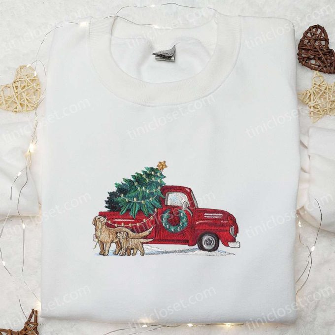 Christmas Truck Embroidered Sweatshirt & T-Shirt: Best Family Gift Ideas