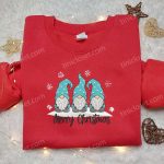 Christmas Winter Gnomes Embroidered Sweatshirt – Best Gift Idea for the Holidays