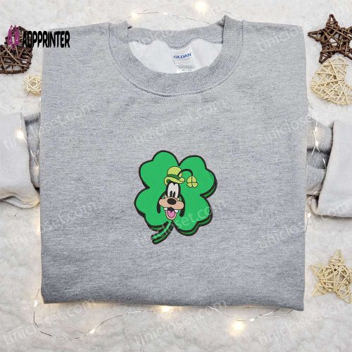 Clover Goofy Face Embroidered Shirt & Disney Characters Hoodie: Perfect Saint Patrick’s Day Gift Ideas