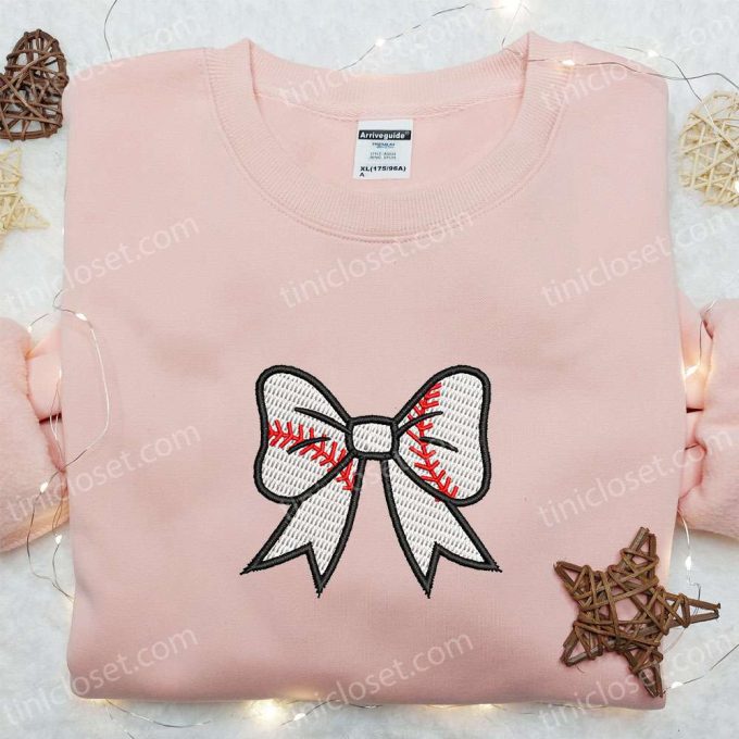 Coquette Bow Softball Mom Shirt: Mother’s Day Embroidered Hoodie Best Gift for Mom