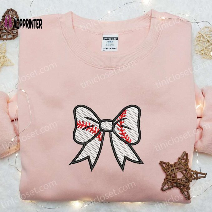 Coquette Bow Softball Mom Shirt: Mother’s Day Embroidered Hoodie Best Gift for Mom