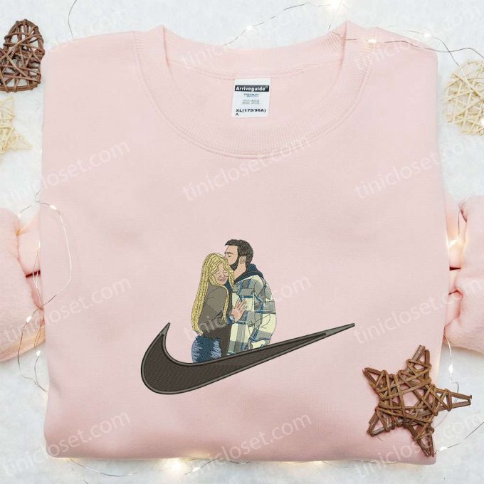 Nike Swoosh Embroidered Shirt Valentine Hoodie & Inspired T-Shirt for Couples