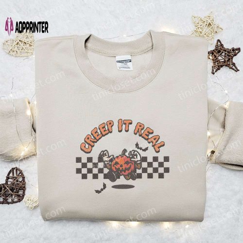 Creep It Real Pumpkin Embroidered Shirt: Best Halloween Gift Ideas