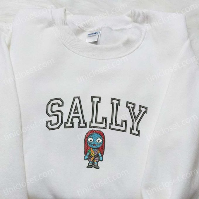 Spooky Sally Embroidered Shirt: Nightmare Before Christmas Characters T-shirt – Cool Halloween Design