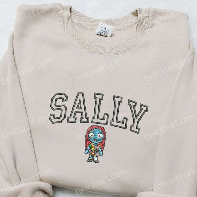 Spooky Sally Embroidered Shirt: Nightmare Before Christmas Characters T-shirt – Cool Halloween Design