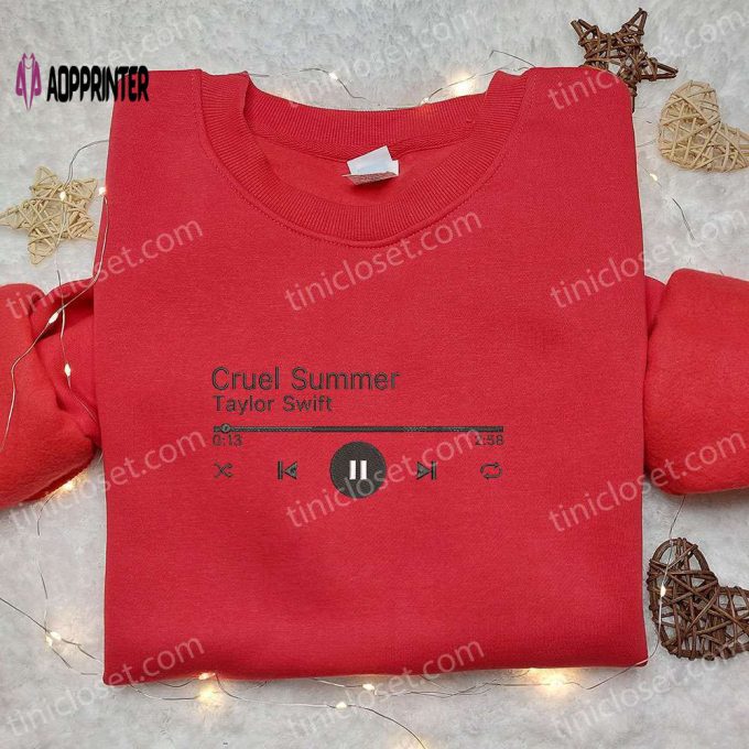 Cruel Summer Music Player Eras Tour Taylor Swift Embroidered Shirt & Hoodie – Perfect Music Gift for Fans