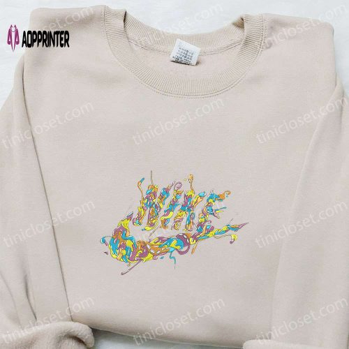 Cute Green Dinosaurs x Nike Embroidered Shirt Hoodie & Sweatshirt: Cartoon & Nike Inspired Designs