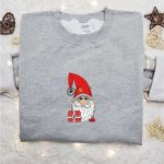 Cute Gnome With Gift Embroidered T-shirt: Best Christmas Gift Ideas For Family